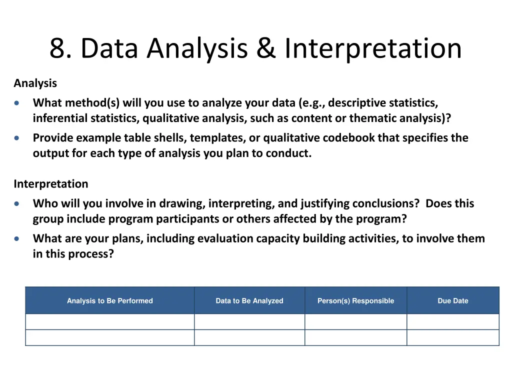 8 data analysis interpretation