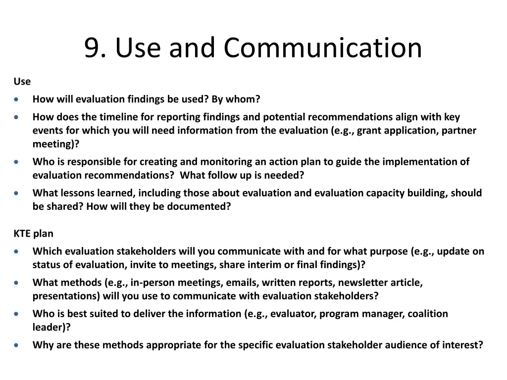 9 use and communication