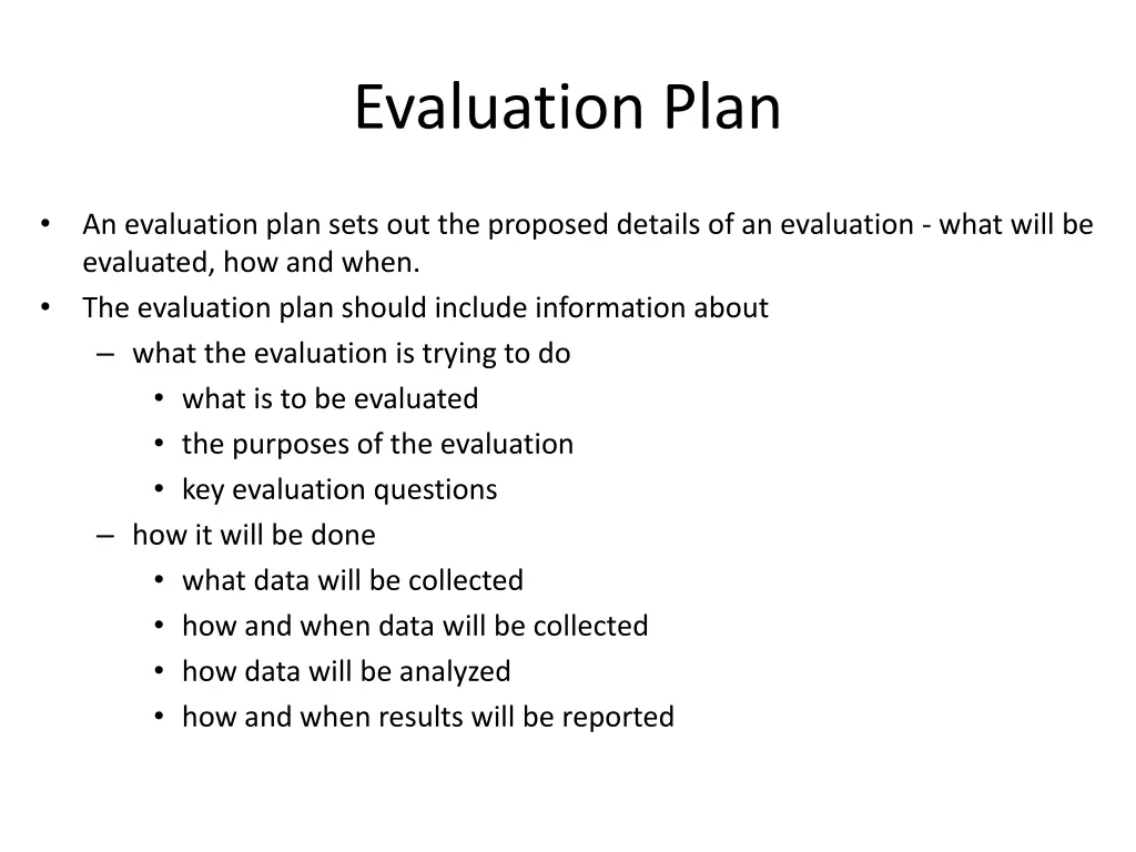 evaluation plan