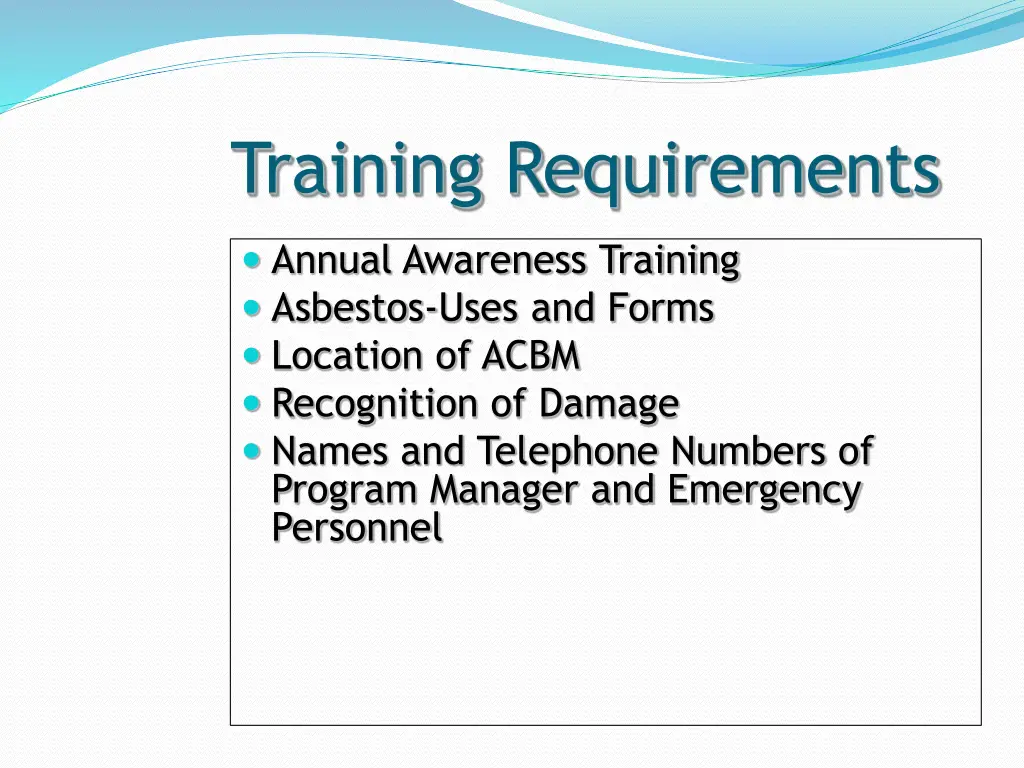 training requirements