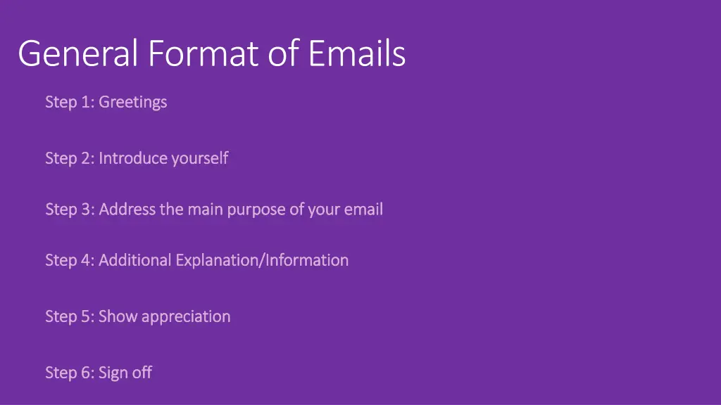 general format of emails