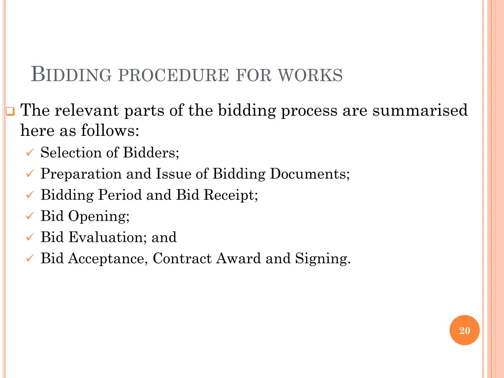 b idding procedure for works