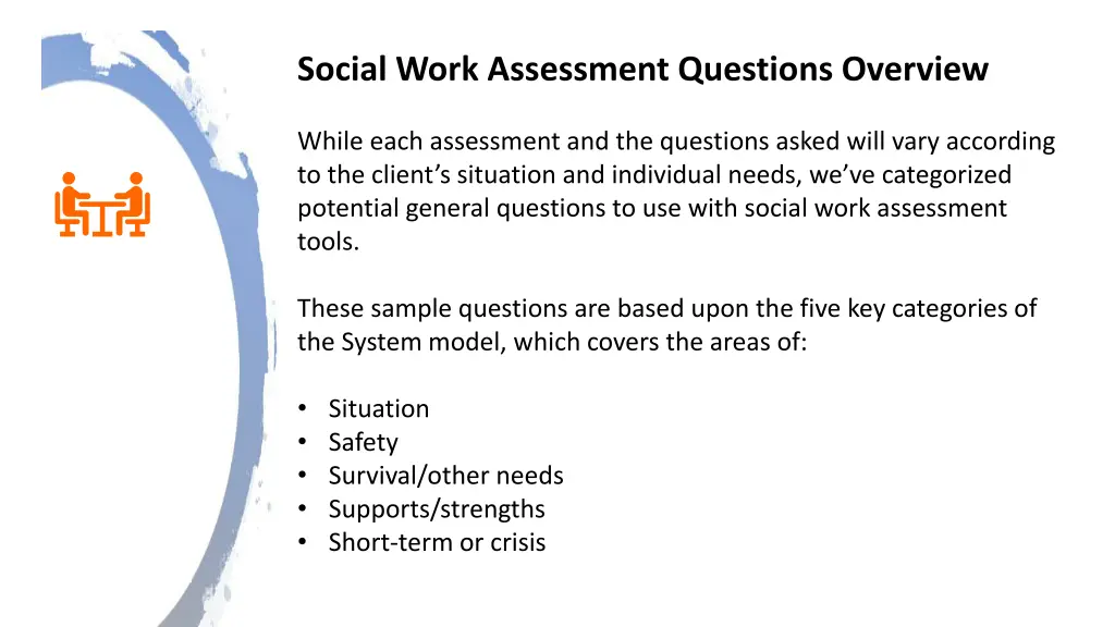 social work assessment questions overview