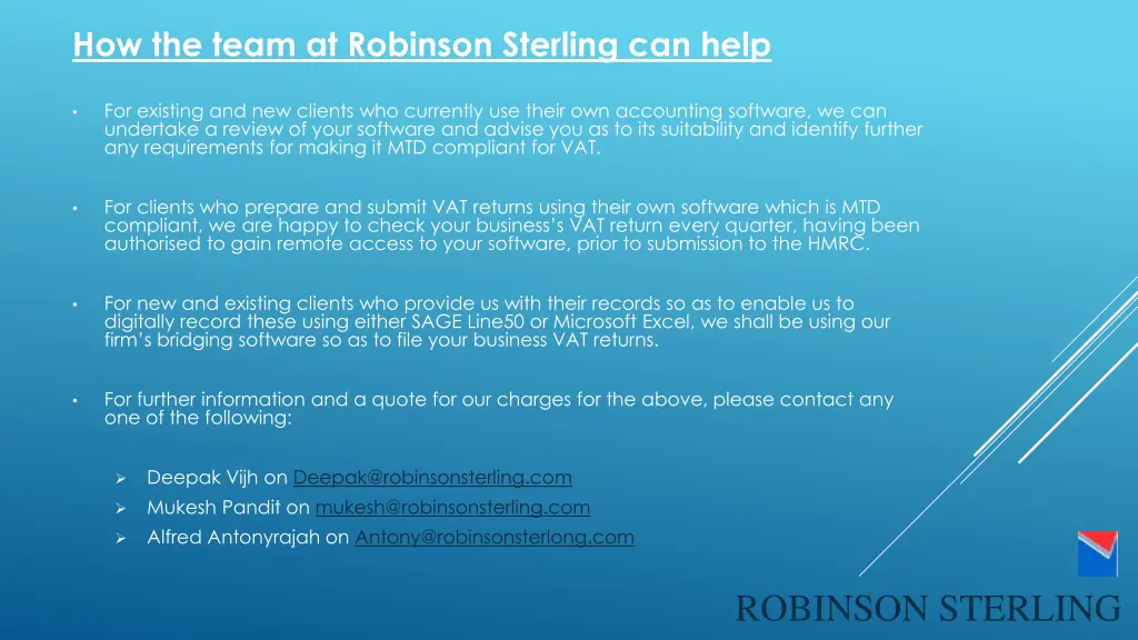 how the team at robinson sterling can help