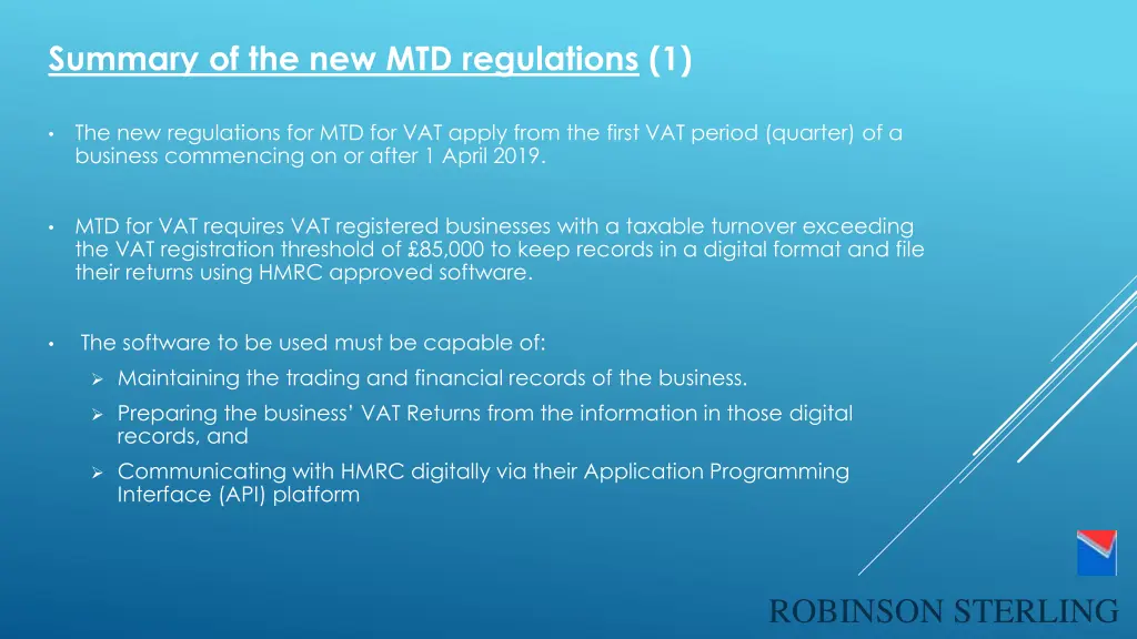 summary of the new mtd regulations 1