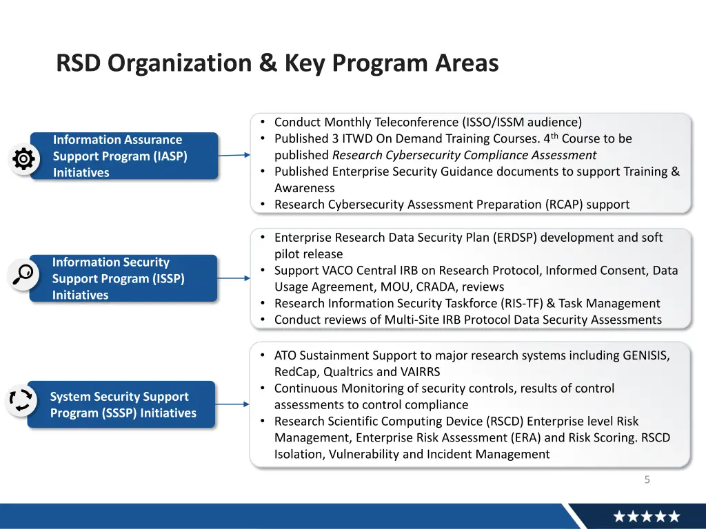 rsd organization key program areas