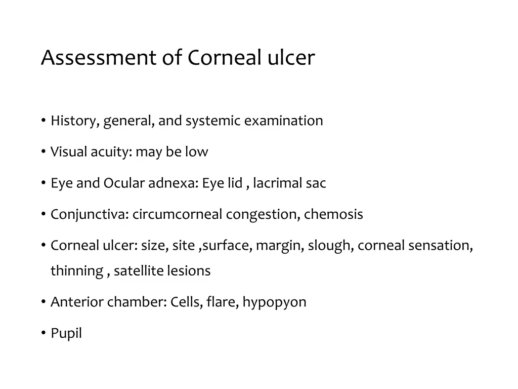 assessment of corneal ulcer