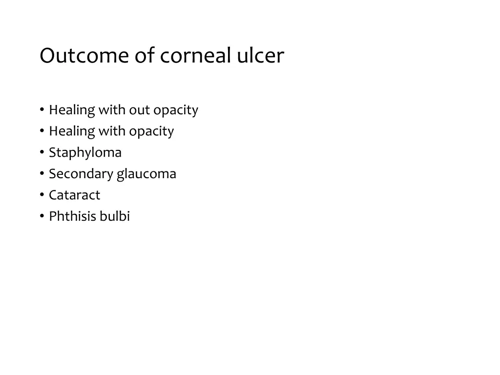 outcome of corneal ulcer