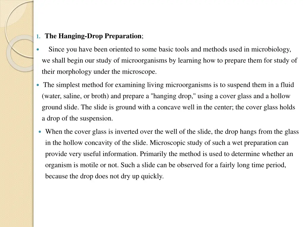 1 the hanging drop preparation