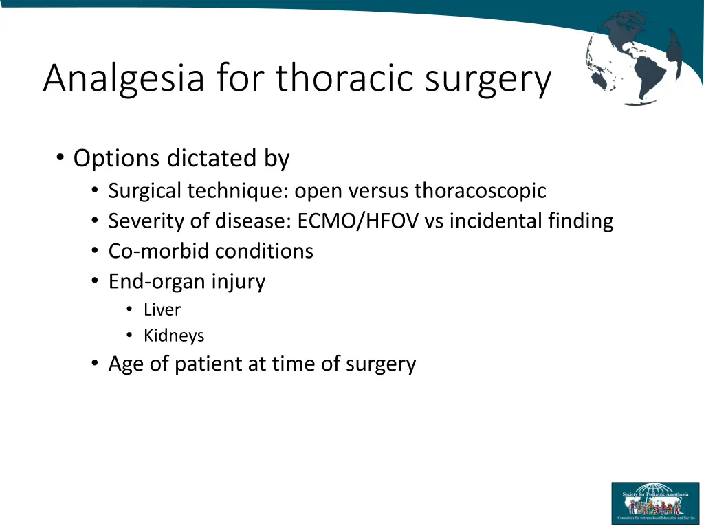 analgesia for thoracic surgery