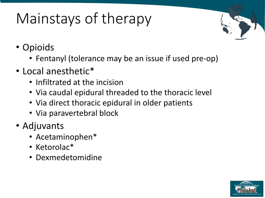 mainstays of therapy