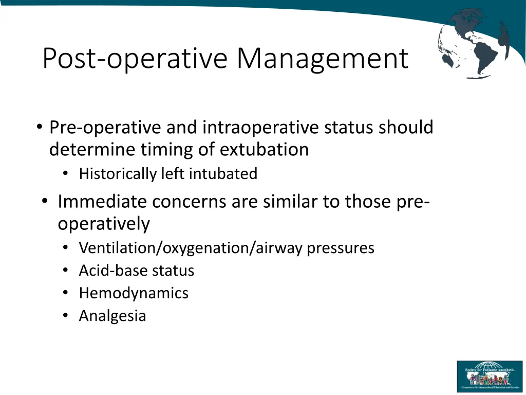 post operative management