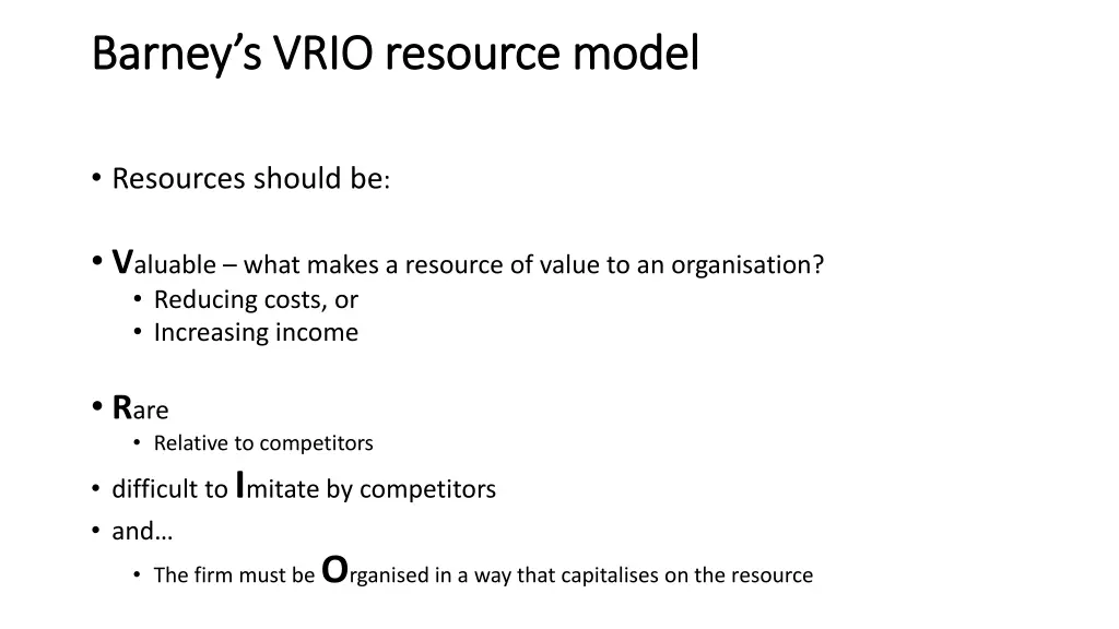 barney s vrio resource model barney s vrio