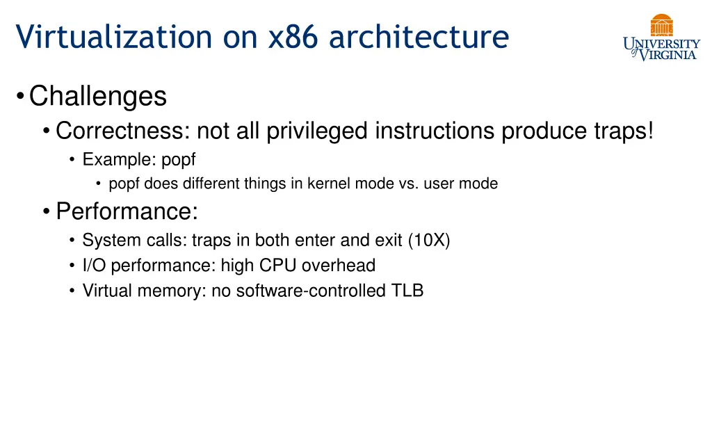 virtualization on x86 architecture