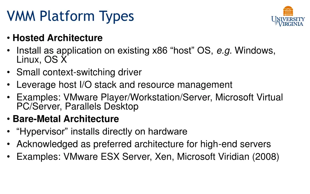 vmm platform types