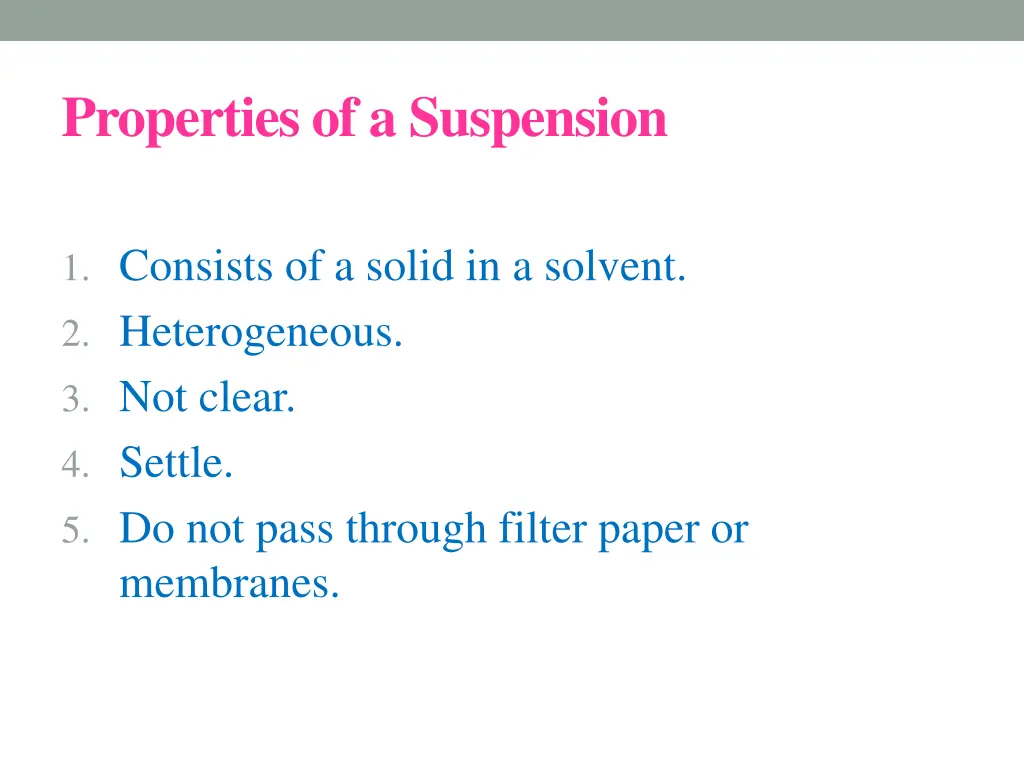 properties of a suspension