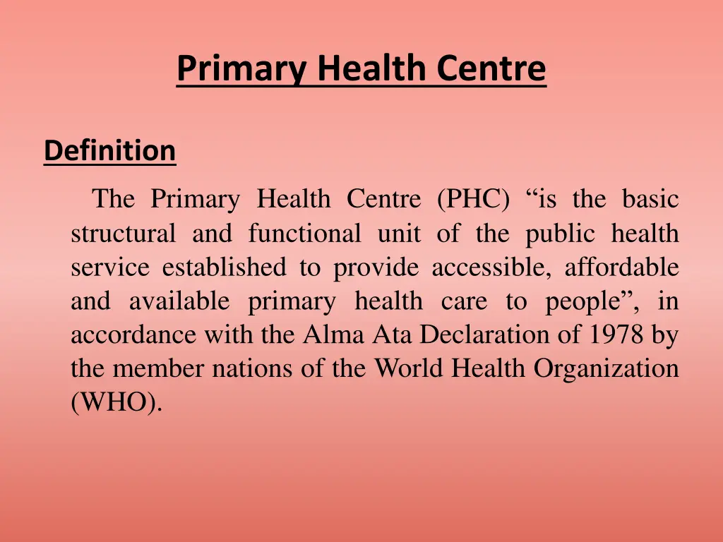 primary health centre