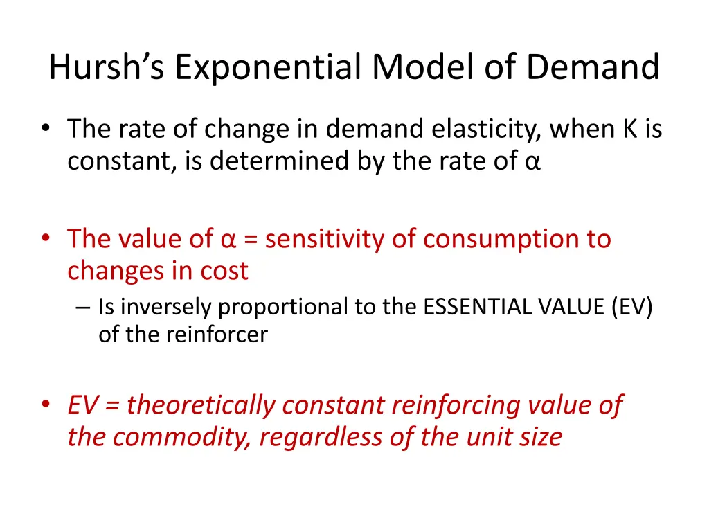 hursh s exponential model of demand 1