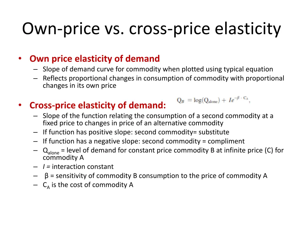 own price vs cross price elasticity