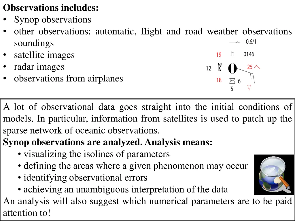 observations includes synop observations other