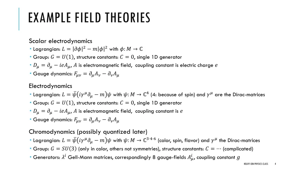 example field theories