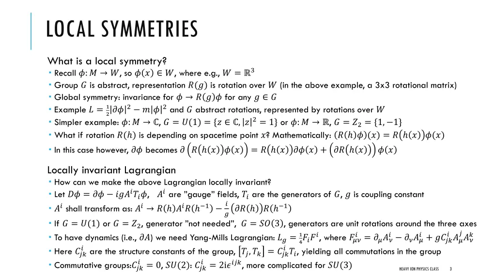 local symmetries