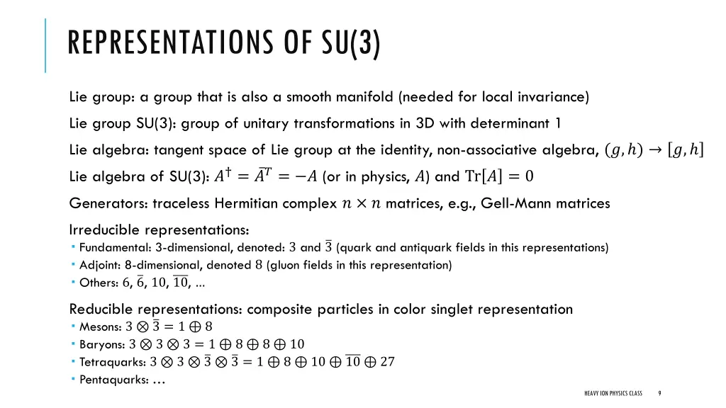 representations of su 3