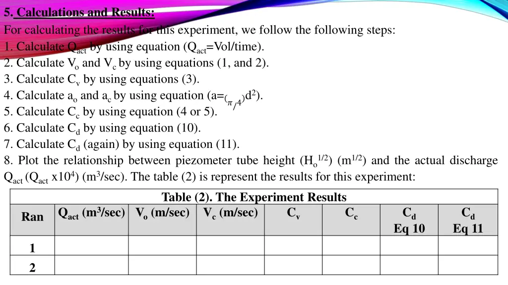 5 calculations and results for calculating