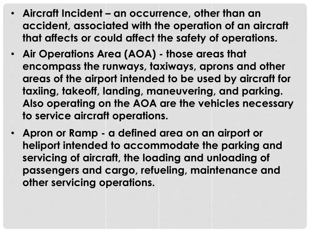 aircraft incident an occurrence other than