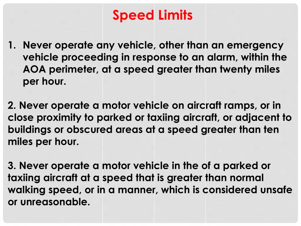 speed limits