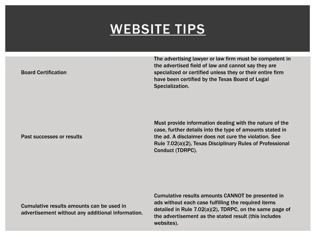 website tips