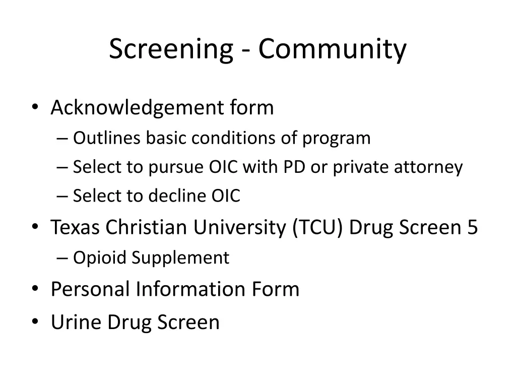 screening community