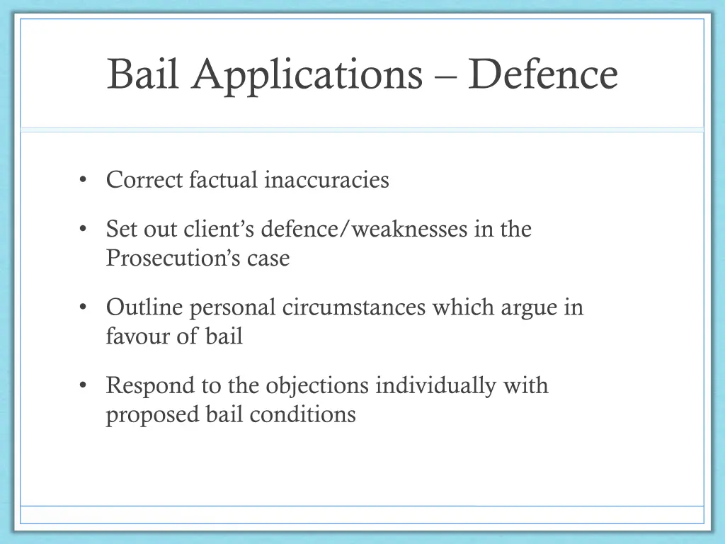 bail applications defence