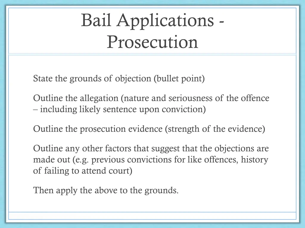 bail applications prosecution