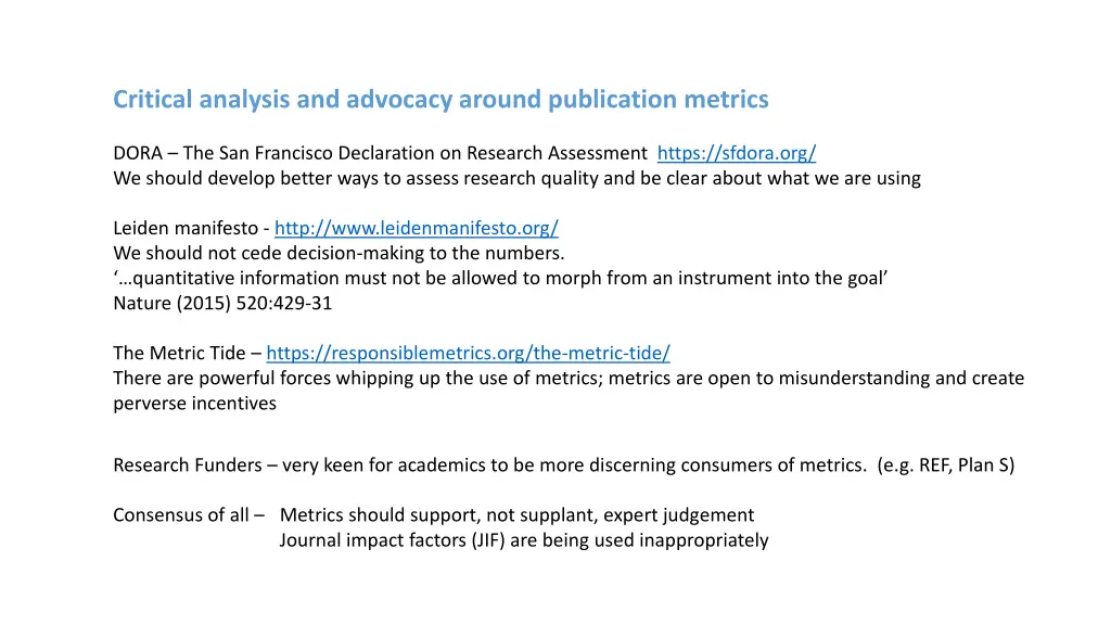 critical analysis and advocacy around publication