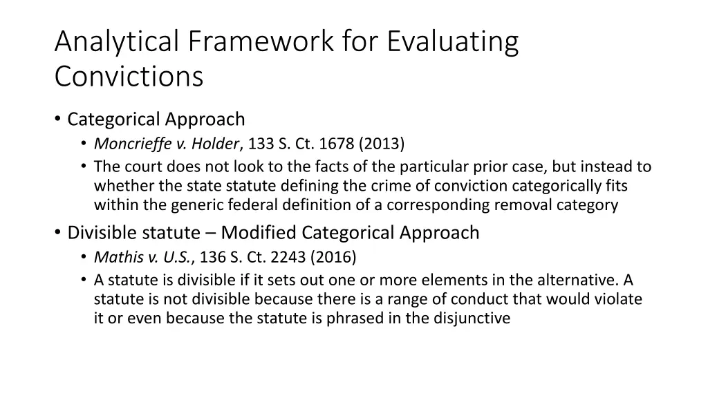 analytical framework for evaluating convictions