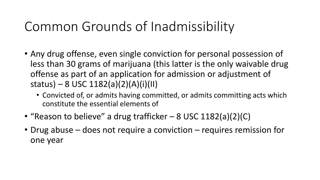 common grounds of inadmissibility 2