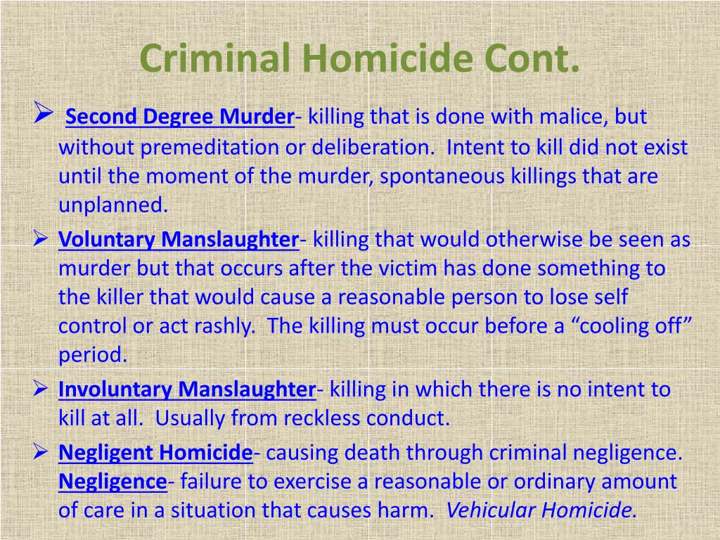 criminal homicide cont second degree murder