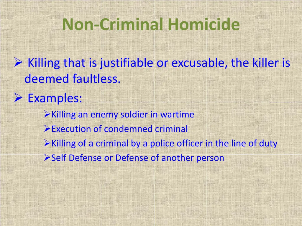 non criminal homicide