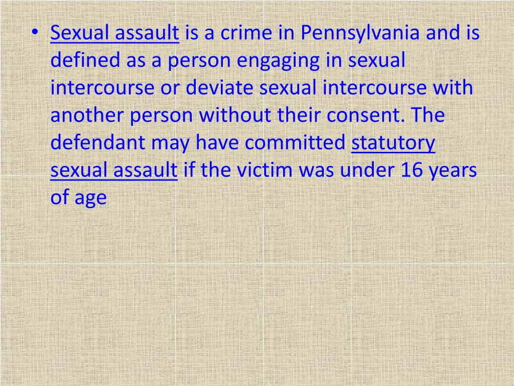 sexual assault is a crime in pennsylvania