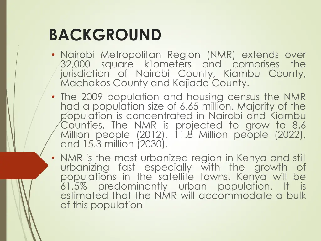 background nairobi metropolitan region