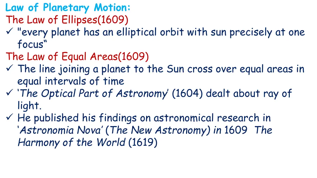 law of planetary motion the law of ellipses 1609