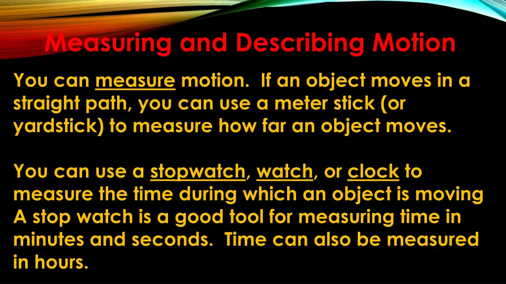 measuring and describing motion