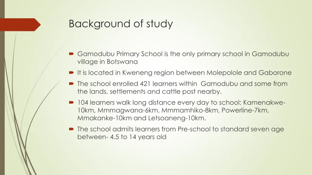 background of study