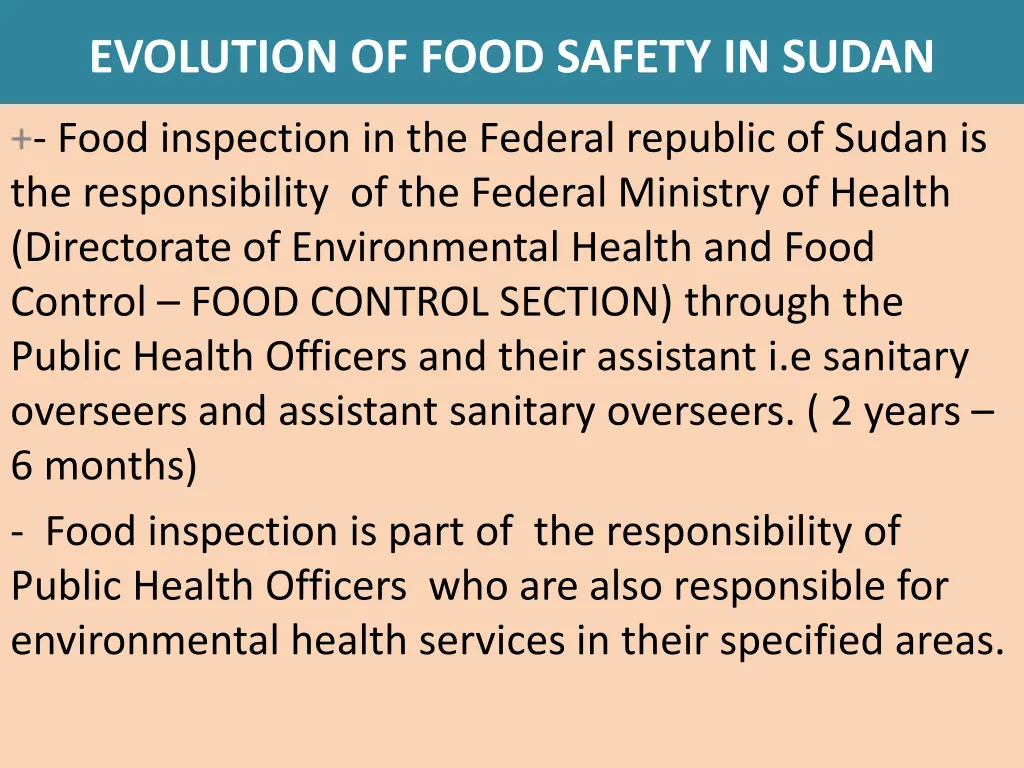 evolution of food safety in sudan