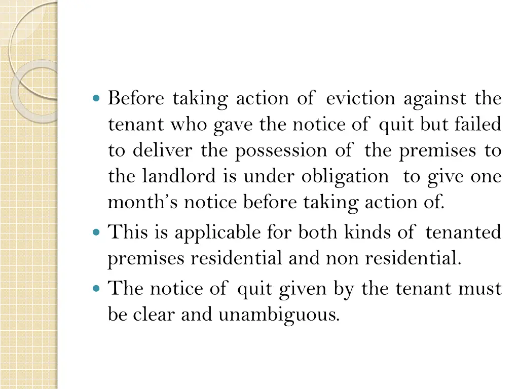 before taking action of eviction against