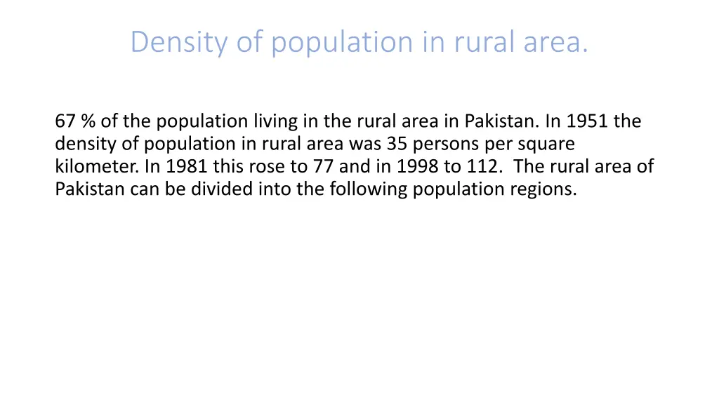 density of population in rural area