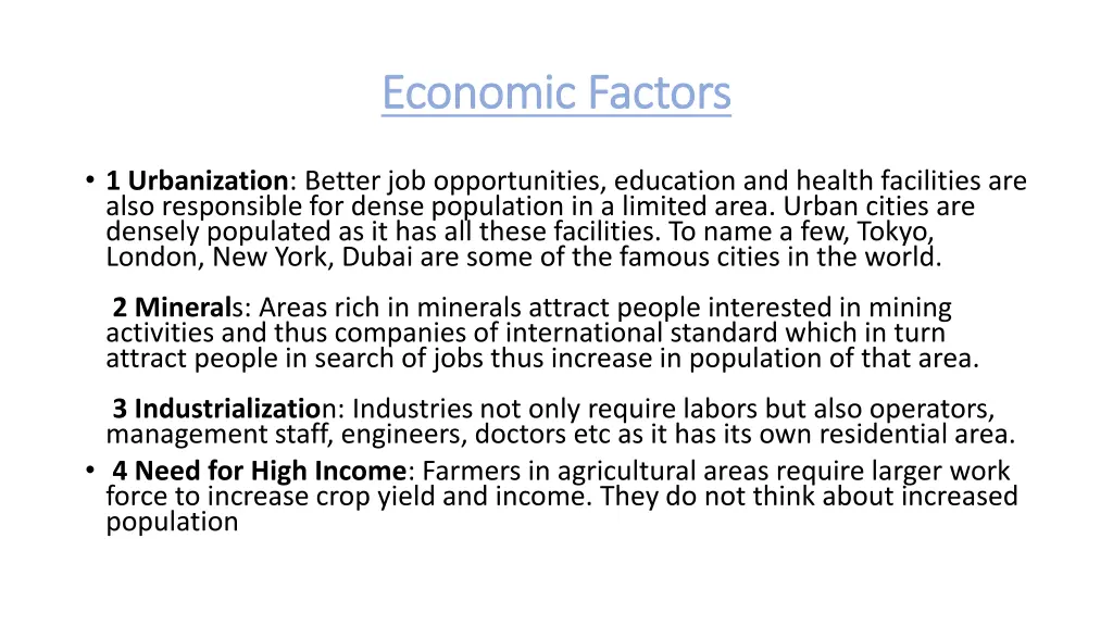 economic factors economic factors