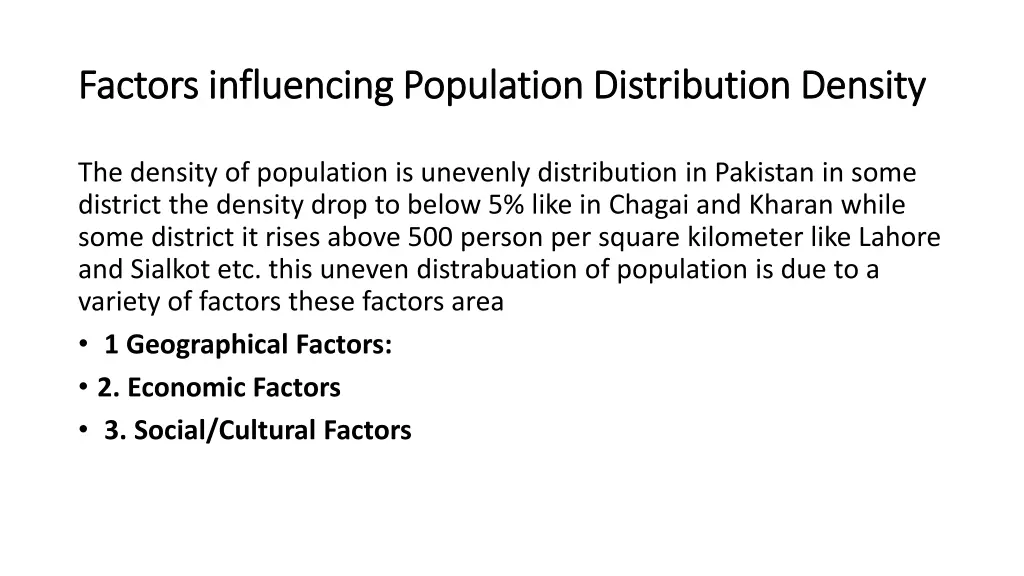 factors influencing population distribution