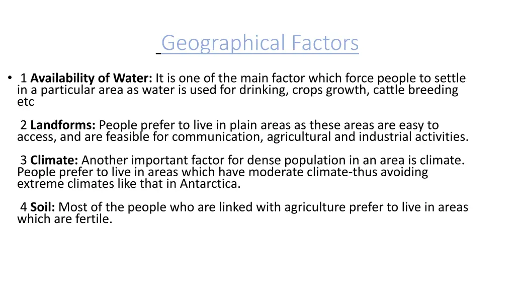 geographical factors